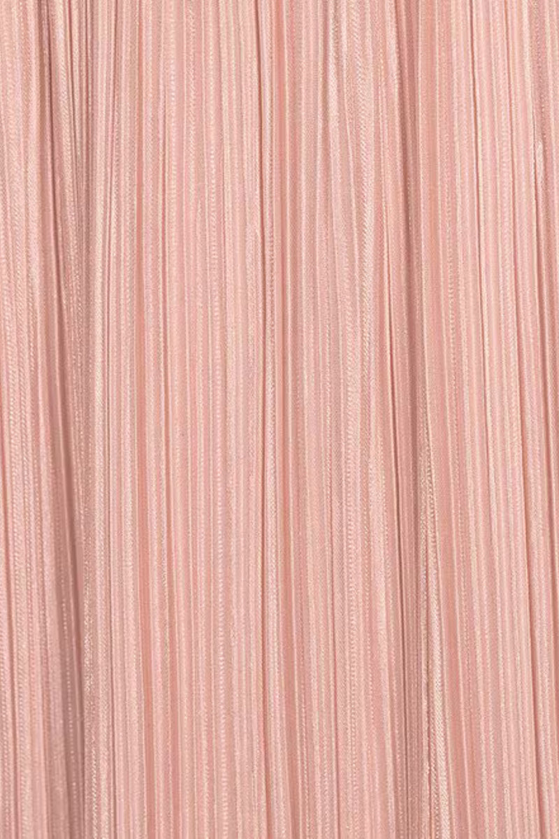 Strapless Pleated Maxi Dress in Pink