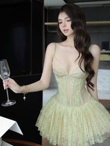 dorothy Lace Crochet mini dress in green