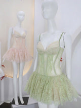 dorothy Lace Crochet mini dress in green