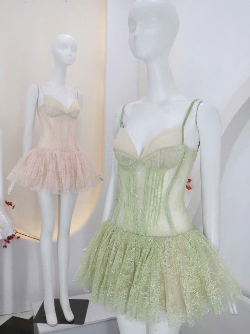 dorothy Lace Crochet mini dress in green