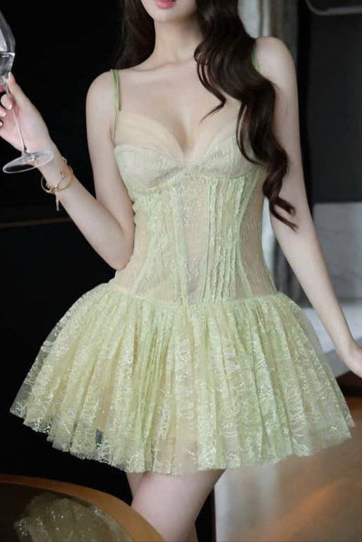 dorothy Lace Crochet mini dress in green