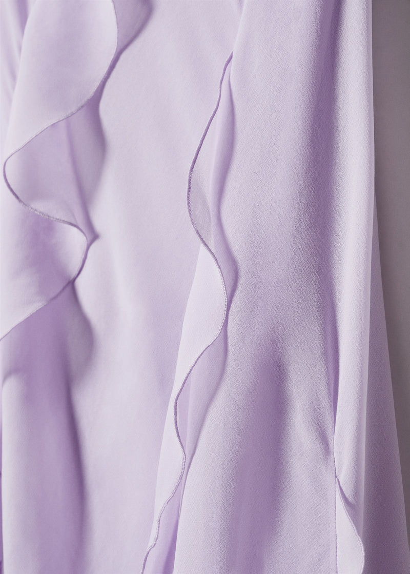 RUFFLED SLIT DETAIL MAXI DRESS IN BLUE