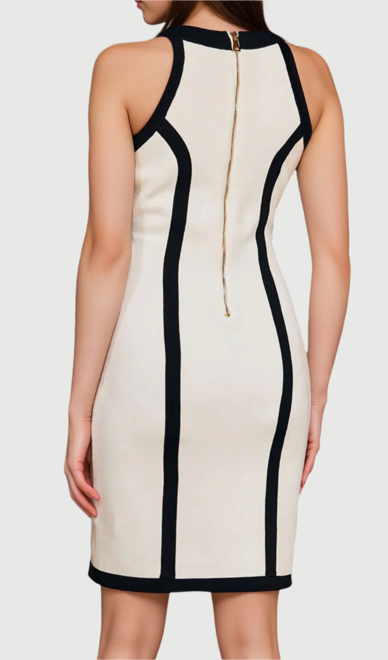 Flower Knitted Mini Dress In White