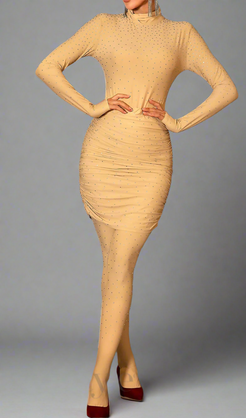 BELEN NUDE RHINESTONE THREE PIECE SET