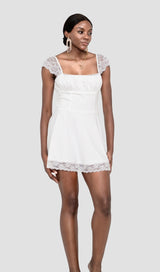 SATIN  LACE MINI DRESS