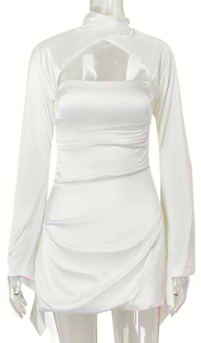 SATIN MINI DRESS IN IVORY