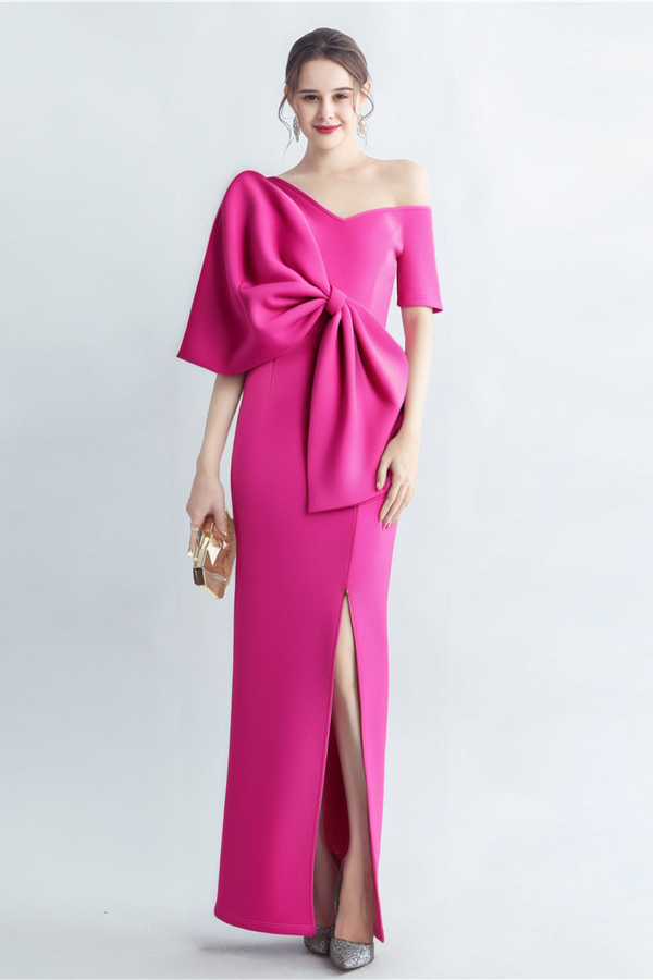 PINK BOW-KNOT MIDI DRESS