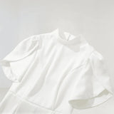 basia Petal Sleeve Cut Out Bow Mini Dress in white