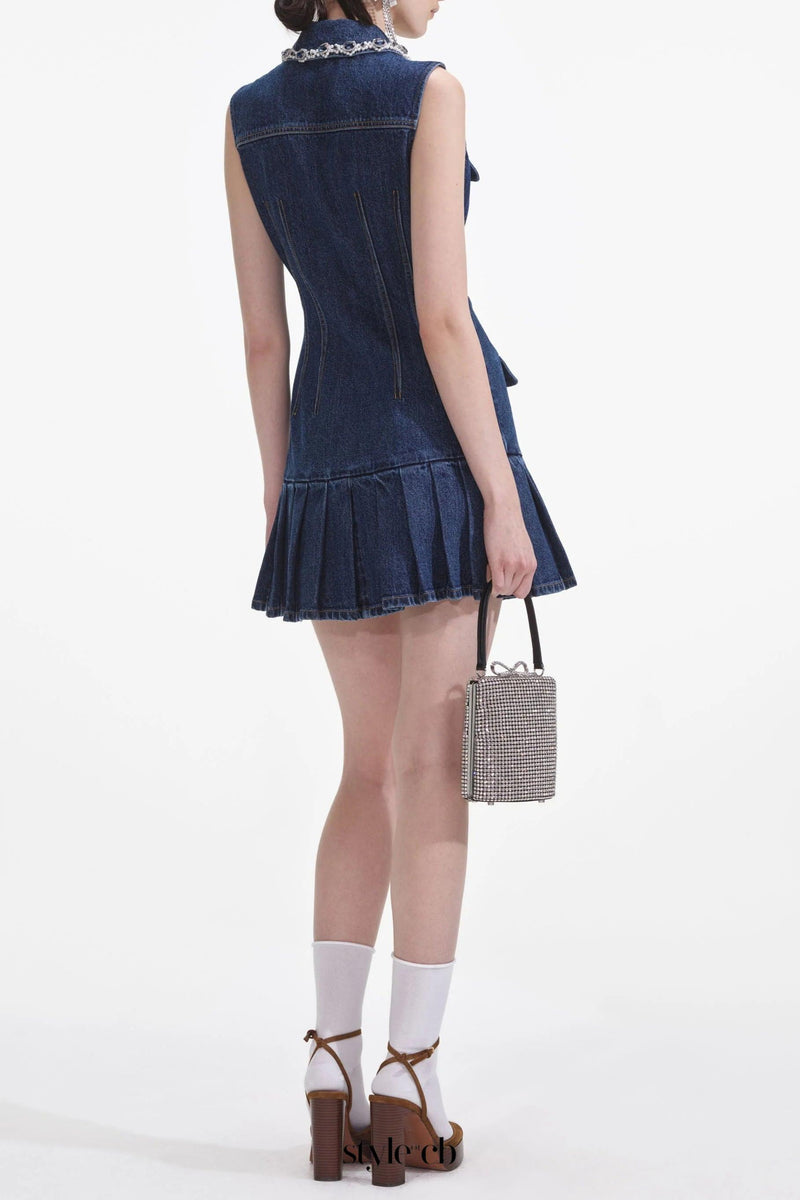 blue Denim Sleeveless Mini Dress