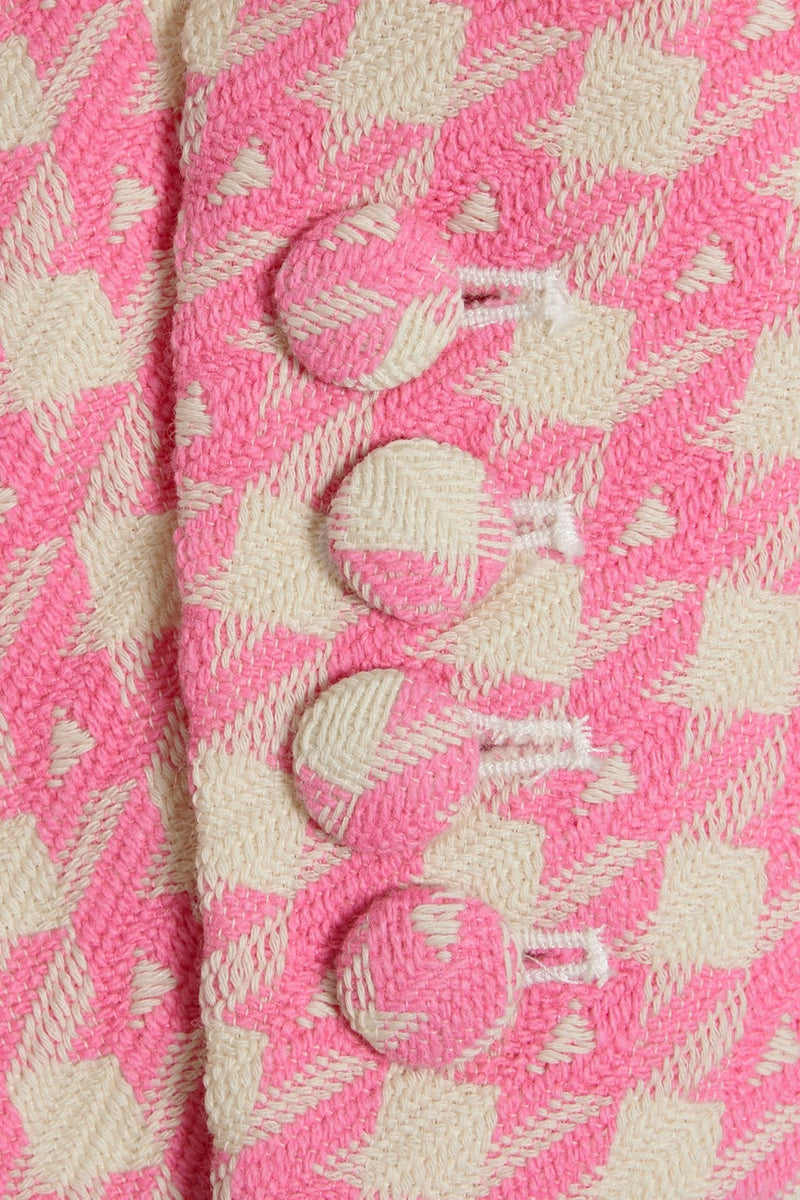 helen Embellished checked wool-blend blazer set in pink