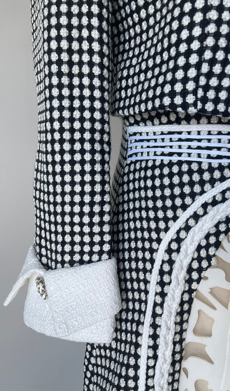 PLAID ROUND NECK BOWKNOT A LINE SKIRT SET