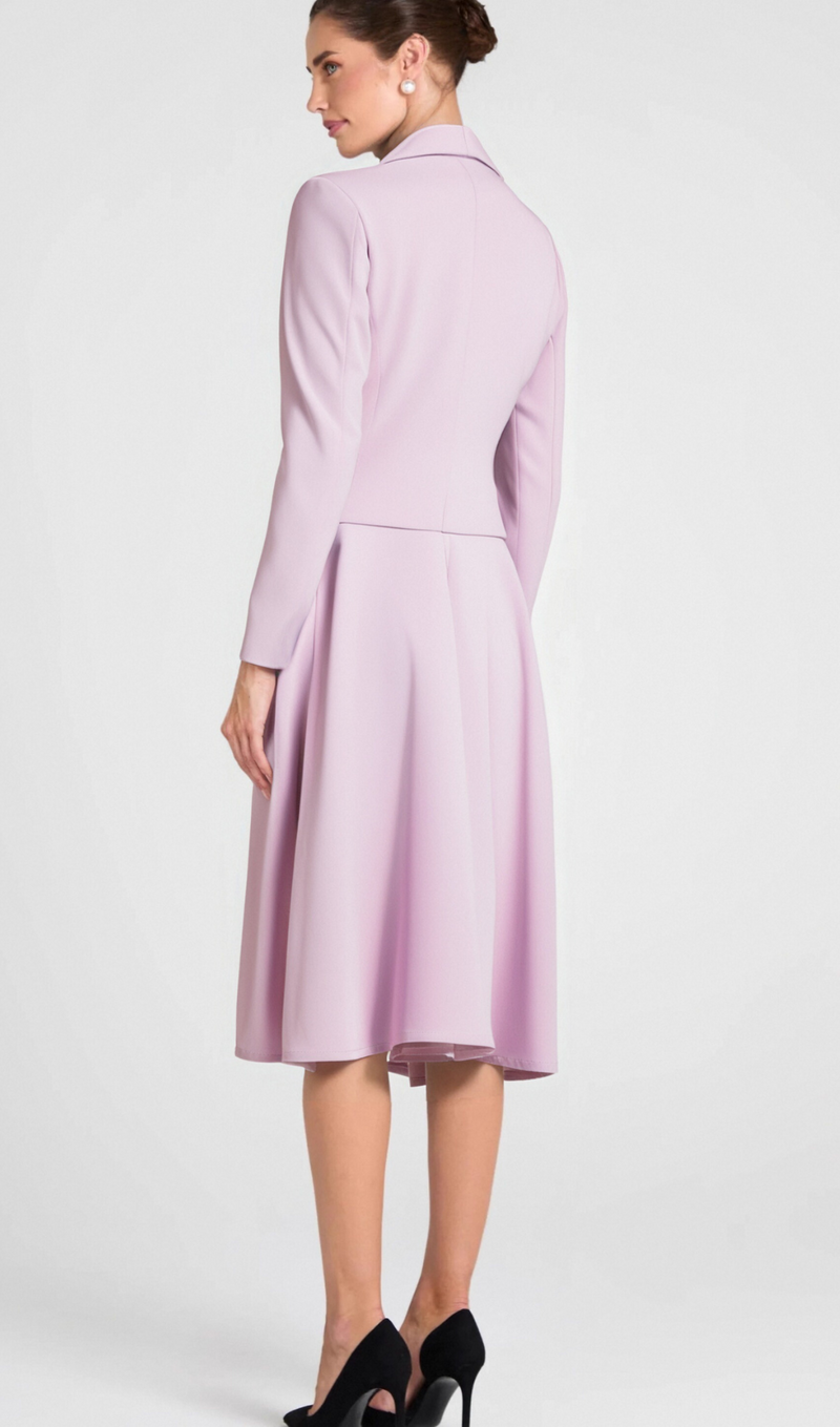 CAROL PINK 3D FLORAL BLAZER ＆ HIGH WAIST MIDI SKIRT SET