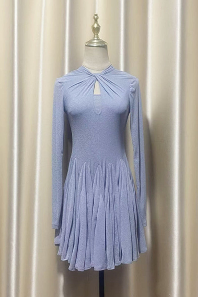 Long Sleeve Mini Dress In Grey