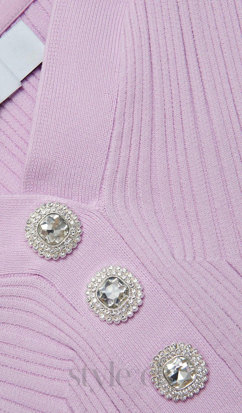 Pink Ribbed Knit Mini Dress