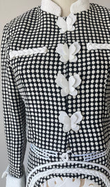 PLAID ROUND NECK BOWKNOT A LINE SKIRT SET