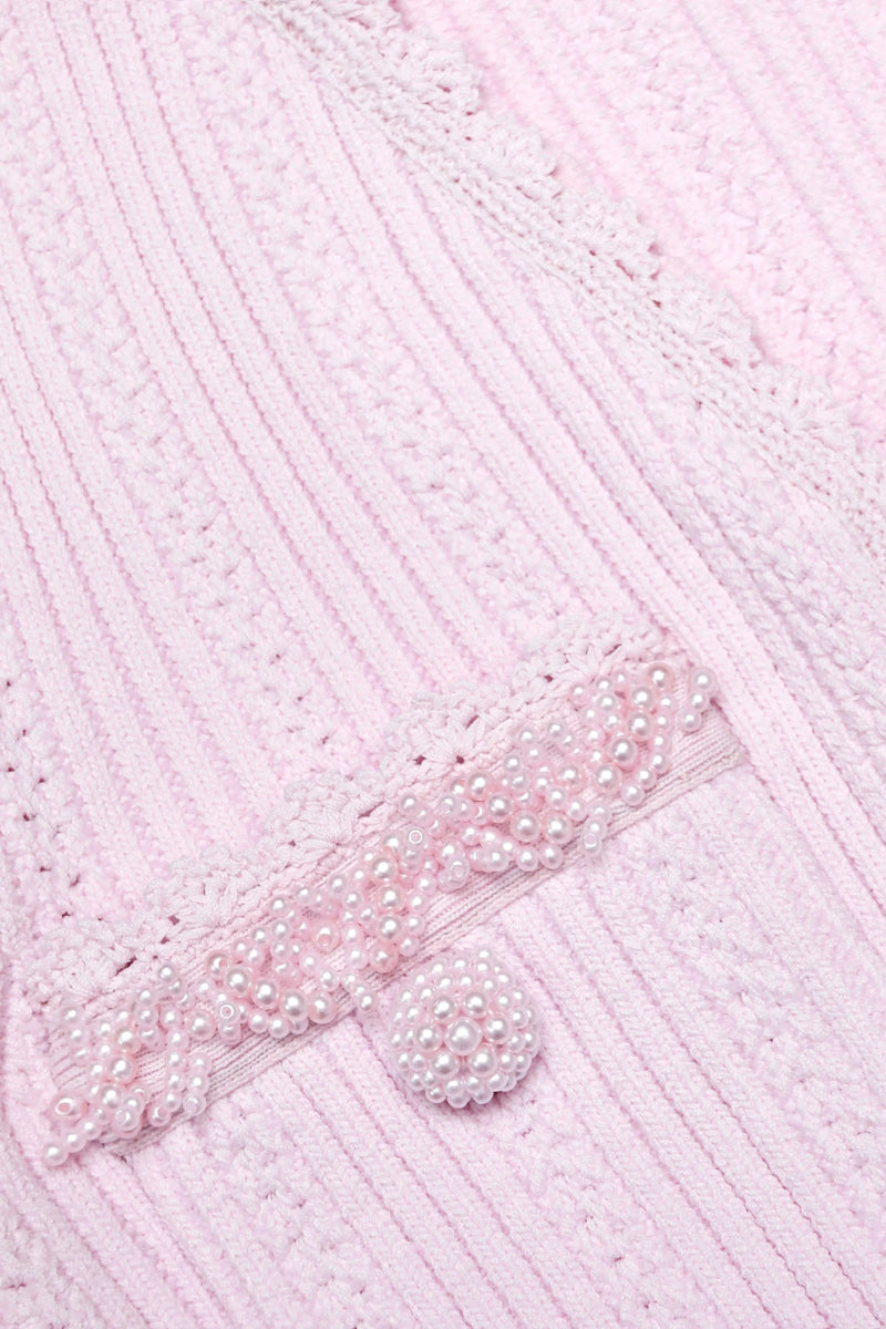 xylia Pink Pearl Trim v-neck Knit Mini Dress