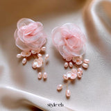 Dyani Pink Flower Earrings
