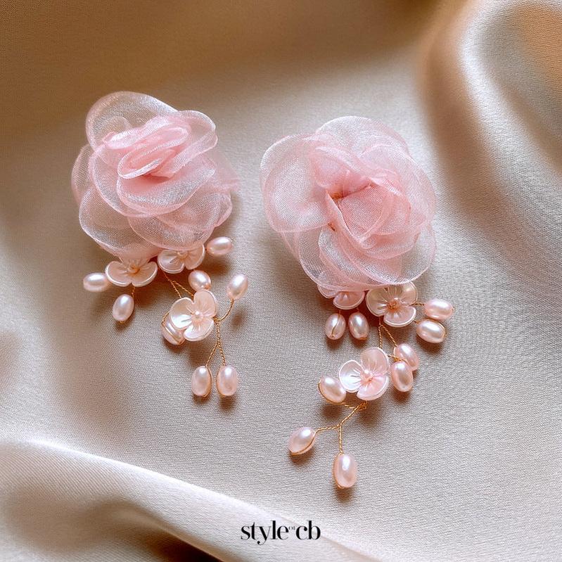 Dyani Pink Flower Earrings