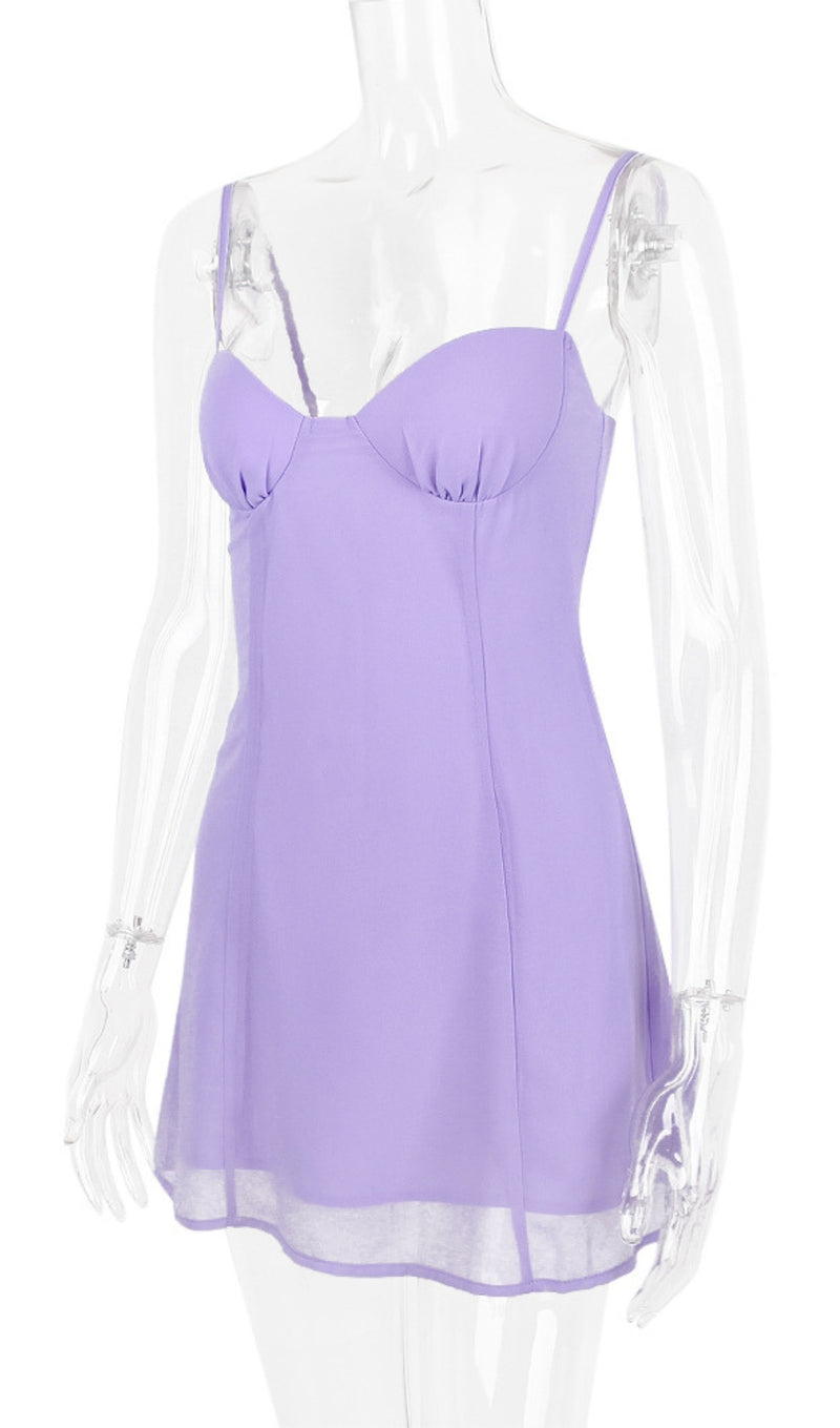CHRISTIANA LAVENDER MINI DRESS IN PURPLE