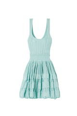 Archetypes ribbed pointelle-knit mini dress in green