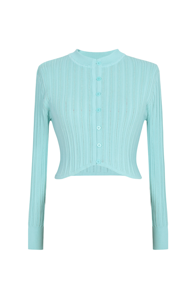 Archetypes ribbed pointelle-knit sweaters in green