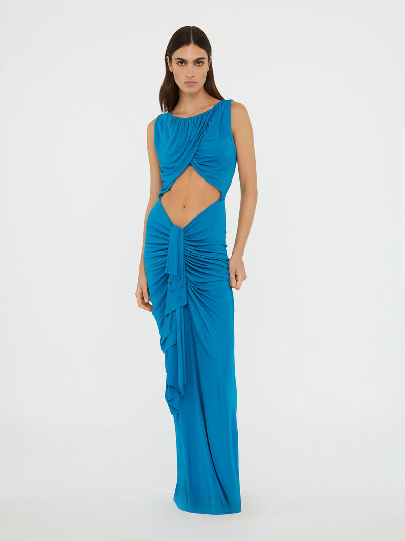 lily Drape Disconnect Tank maxi Dress in blue
