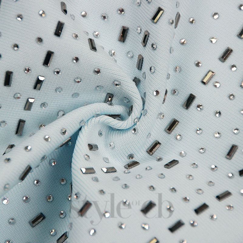 CRYSTAL EMBELLISHED CUTOUT HALTER BODYCON DRESS