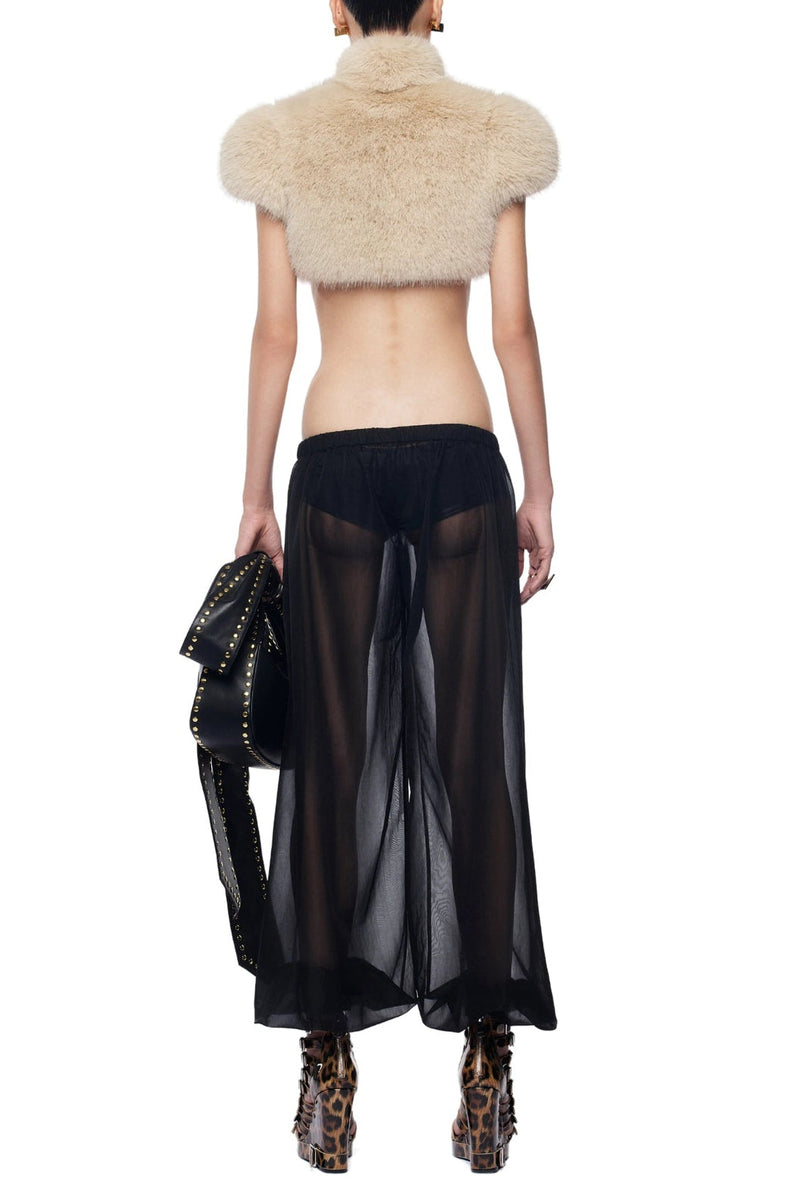 darlene Fur shawl top in apricot