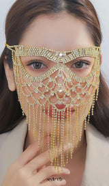 Dickson Gold Rhinestone Tassel Mask