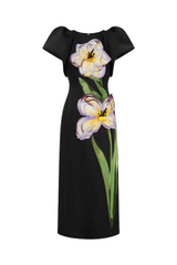 Lucinda Appliqué Floral Maxi Dress in black