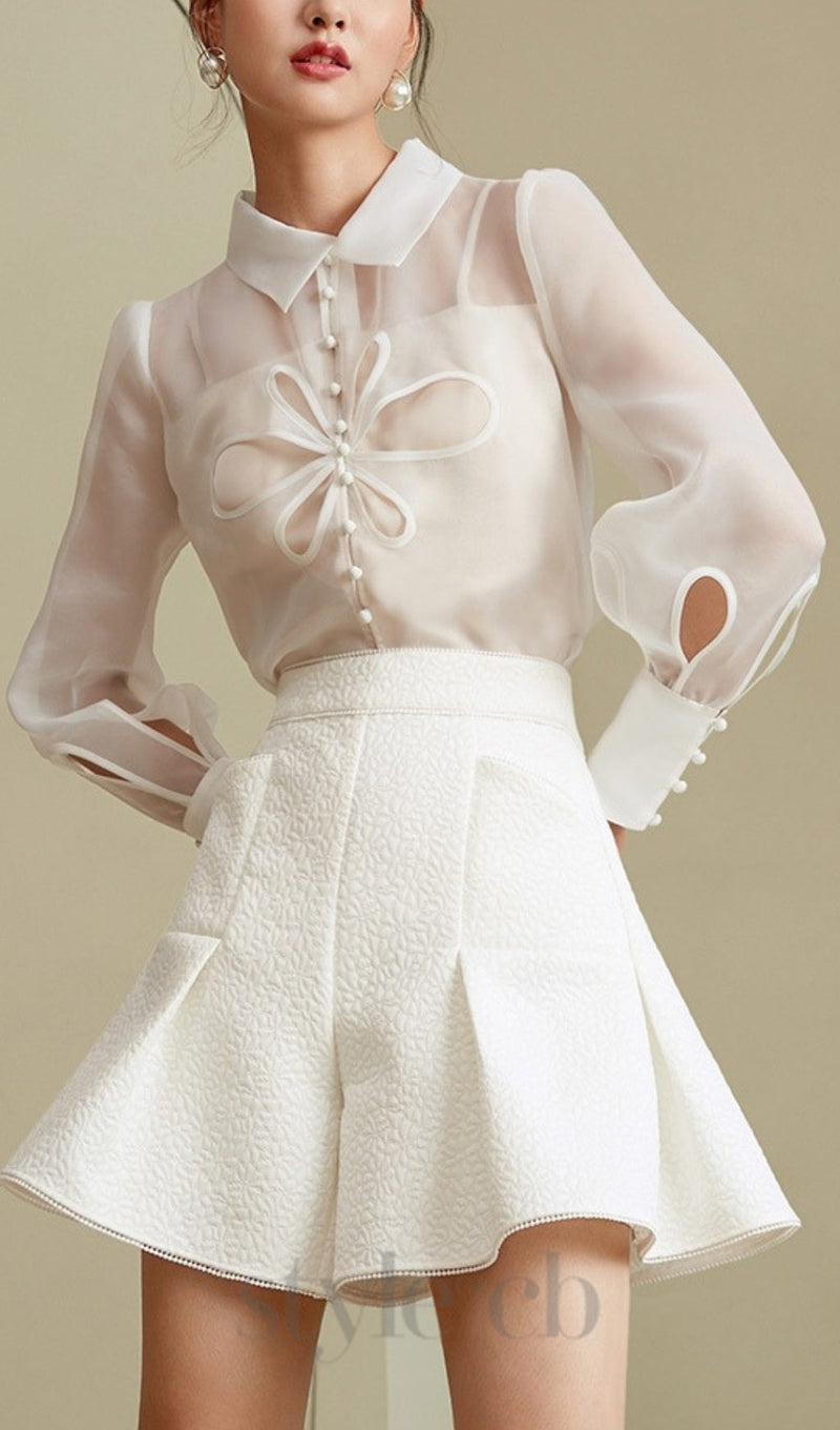 WHITE MESH TWO-PIECE SUIT