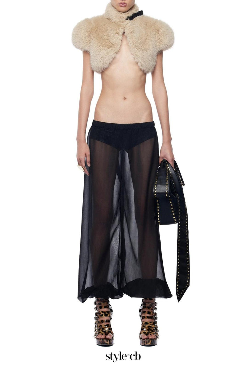 darlene Fur shawl top in apricot