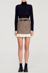 setlla Mini skirt with frill with belt in brown