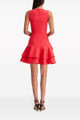 tiered ruffle mini dress in red