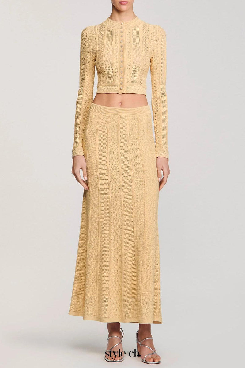tiffany knit top maxi skirt in yellow