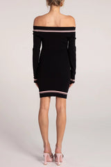 vanessa off-shoulder Knit mini Dress in black