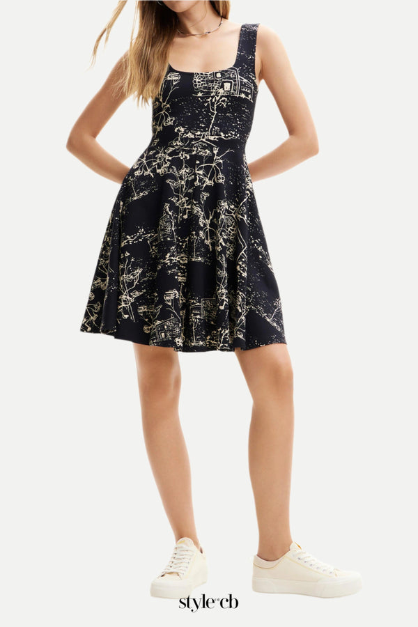 Strappy Skater mini Dress in black