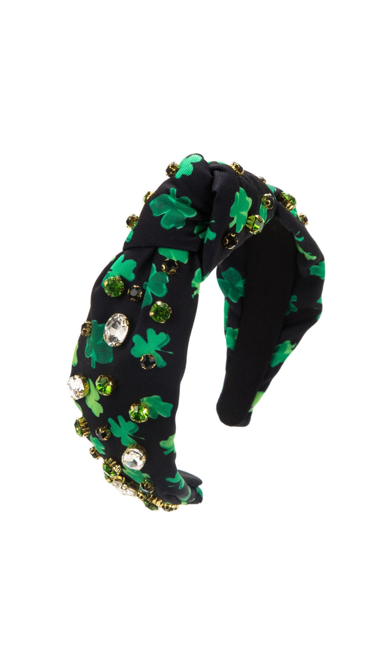 Black Diamante Clover Headband