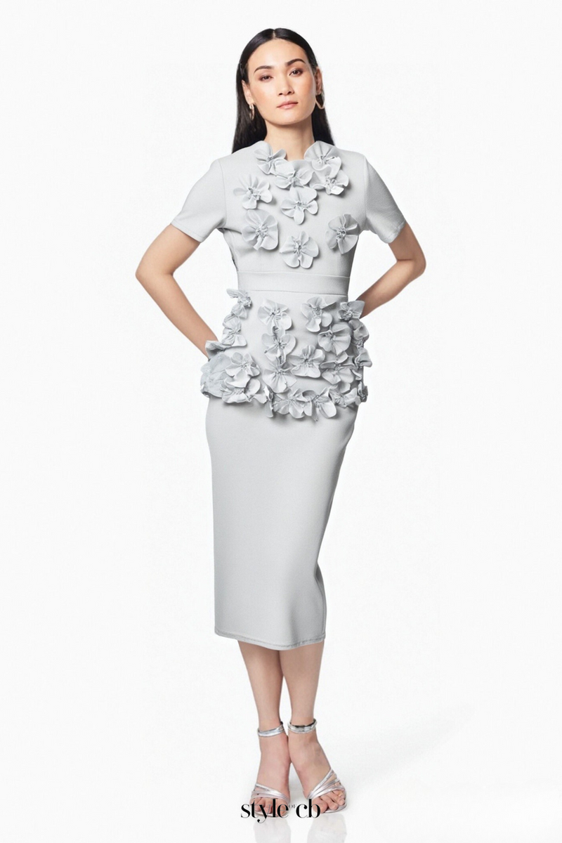 trista Flower Two-Piece Set in white