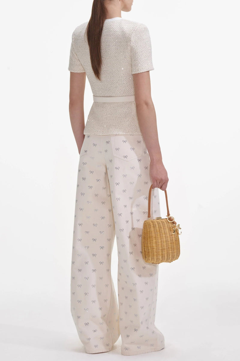 vicky Cream Sequin Knit Top