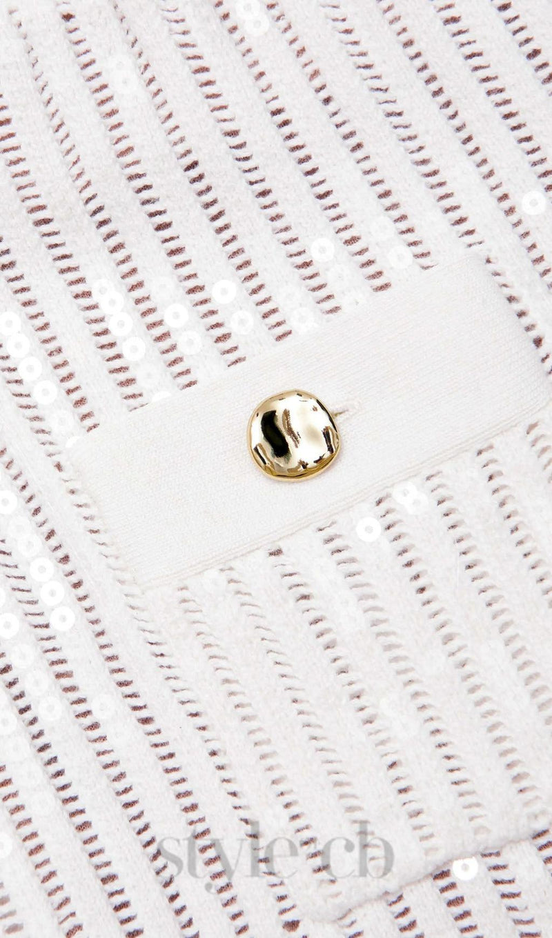 White Sequin Crochet Mini Skirt