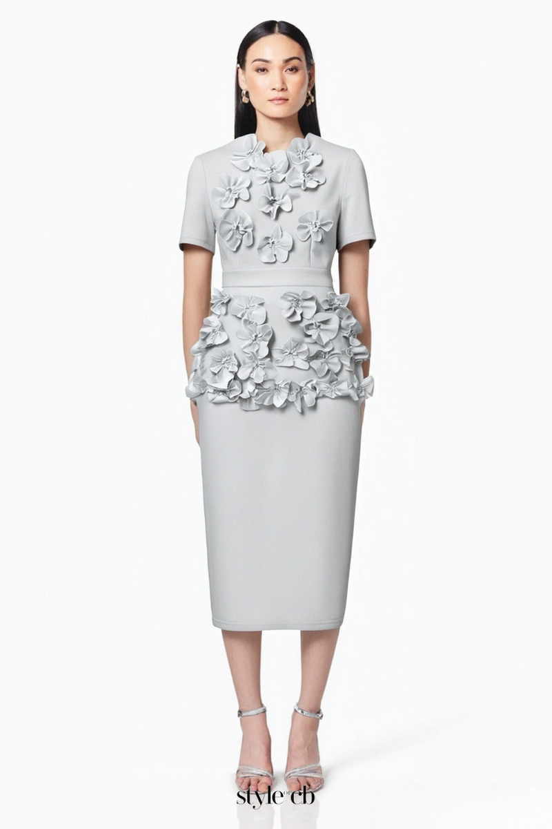 trista Flower Two-Piece Set in white