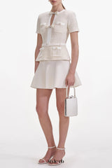 vicky Cream Sequin Knit top skirt set