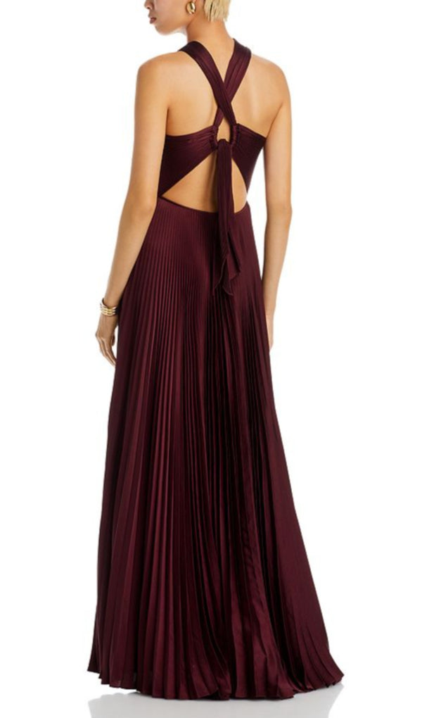 ATHENA PLEATED CUTOUT GOWN