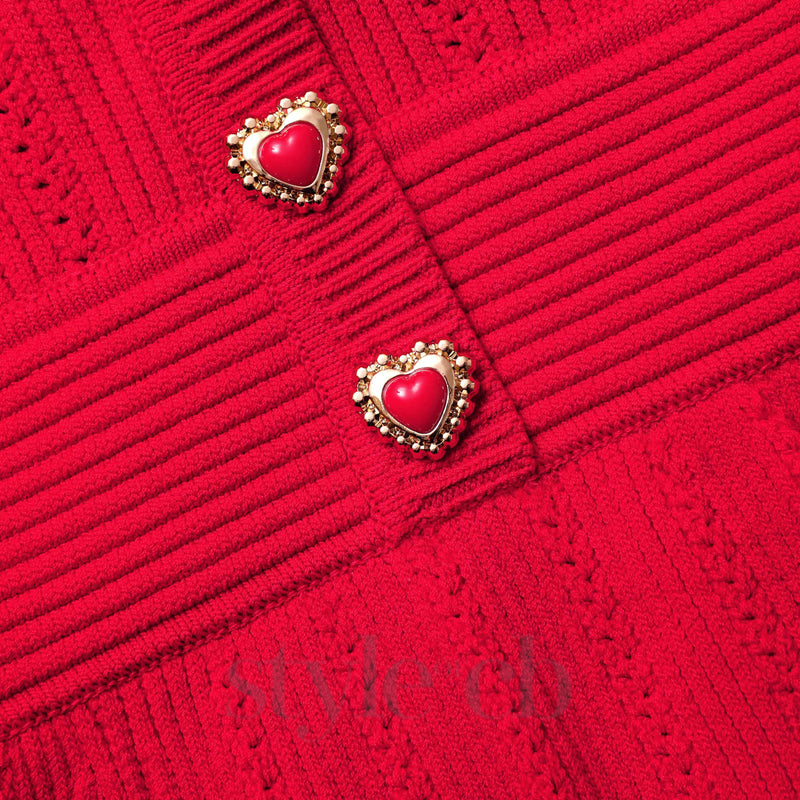 VICTORIA POINTELLE KNIT MINI DRESS IN RED