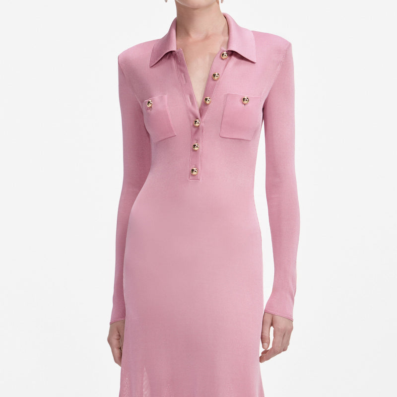 dominic Pink Viscose Knit Midi Dress