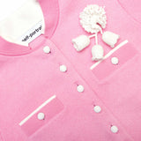 yvette Pink Crochet Flower Knit Midi Dress