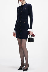 carlin Navy Viscose Knit Mini Dress
