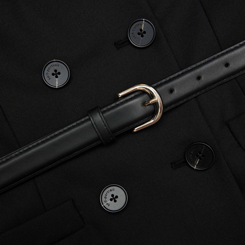 rosalind Black Wool Crepe Midi Dress