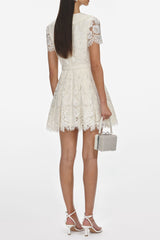 quintina Cream Floral Lace Mini Dress